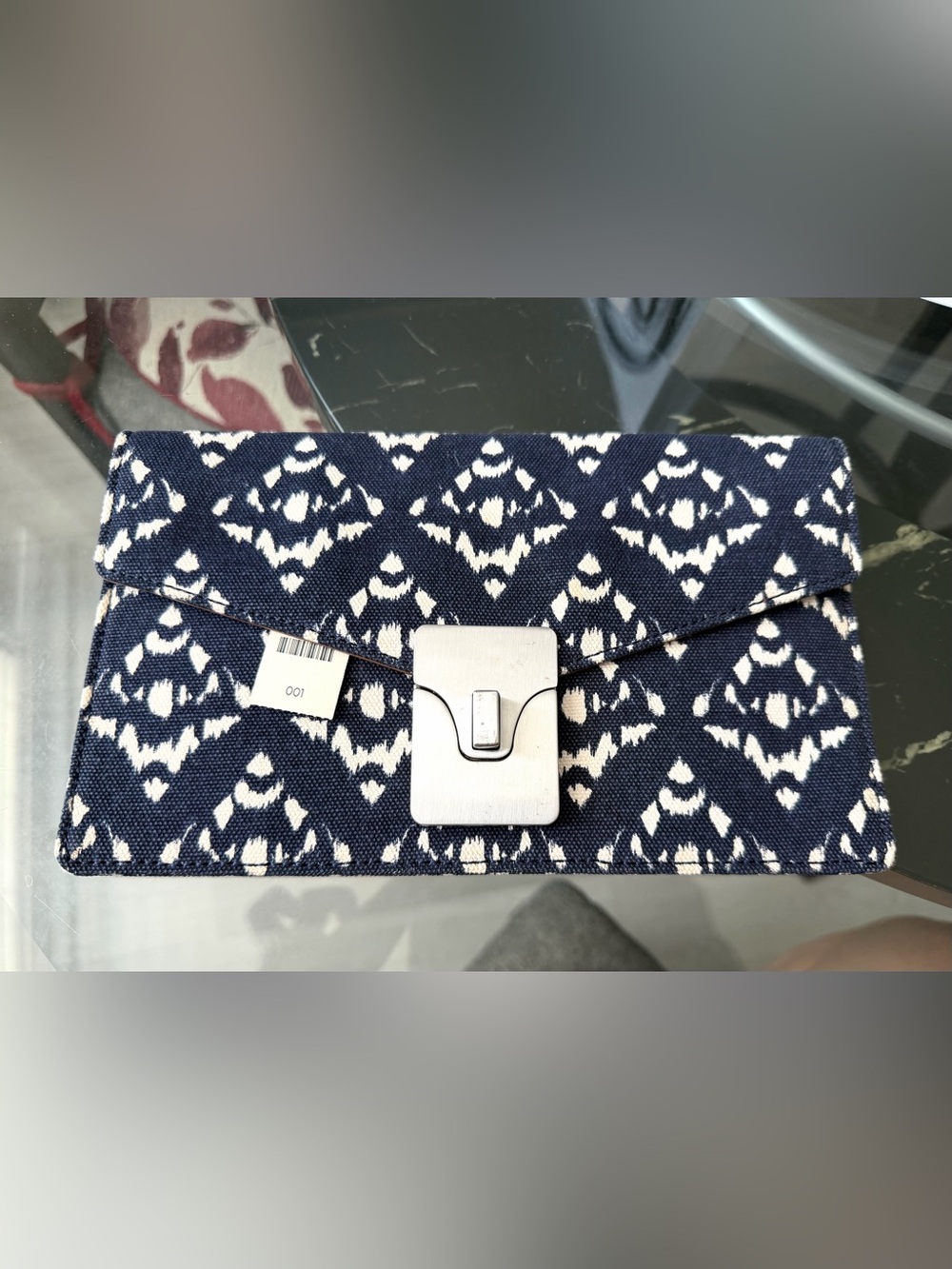 Navy clutch with silver lock (Brand new)